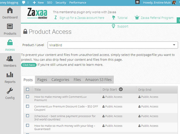 Zaxaa membership plugin