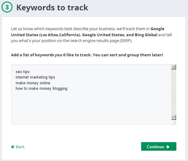keyword tracking with positionly