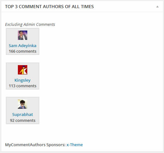 mycommentauthors dashboard