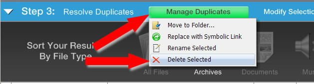 duplicate file finder delete