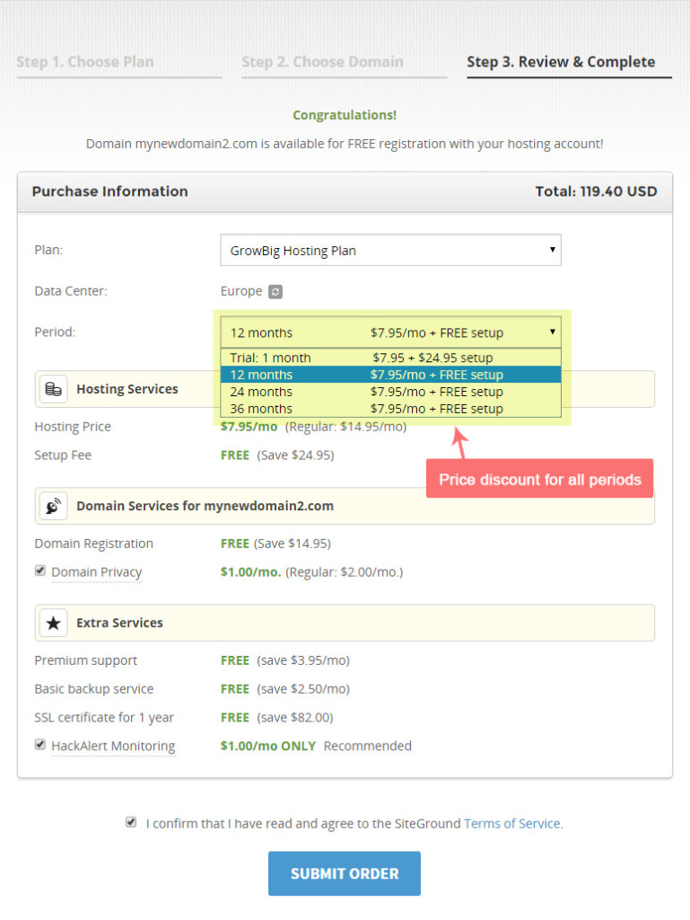 webhosting confrim order