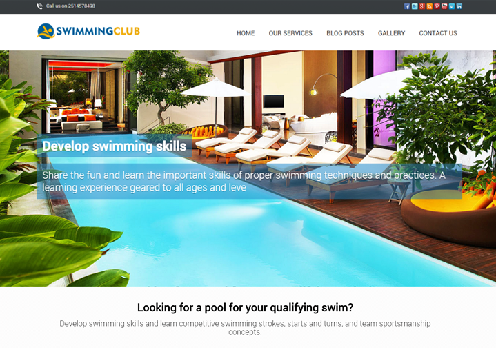 WordPress Theme For Swimming Pool Club