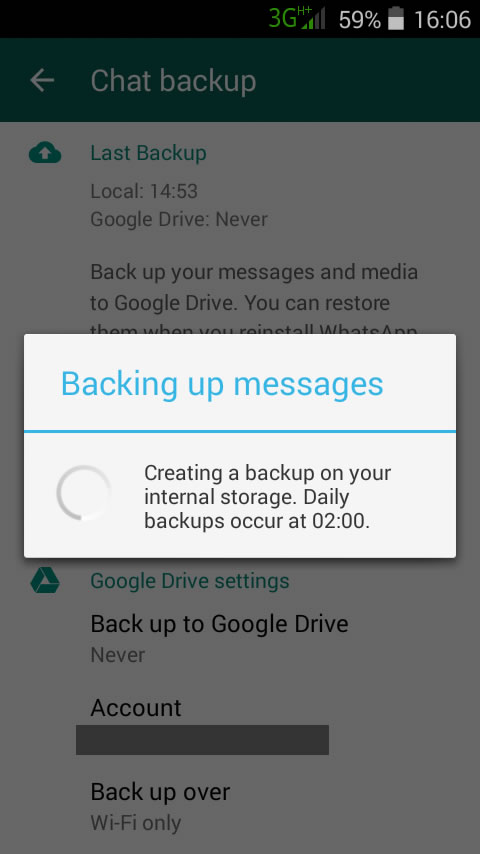 backing up whatsapp messages
