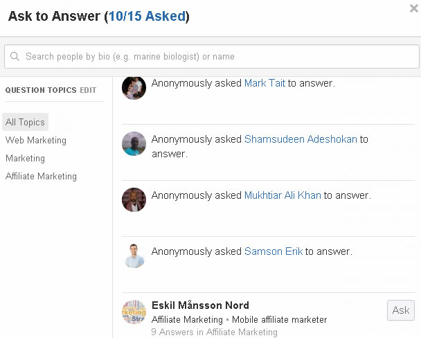 quora ask 15 people to answer