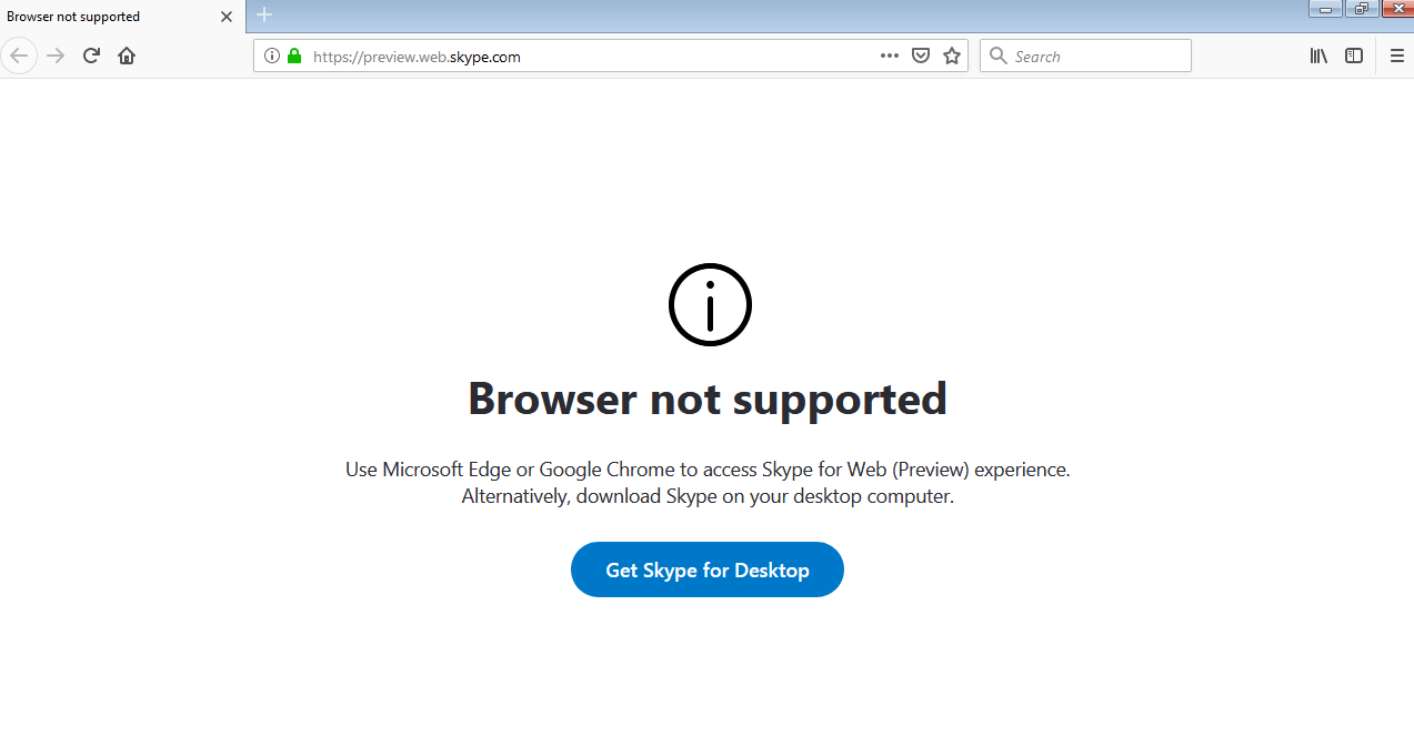 skype web app service error