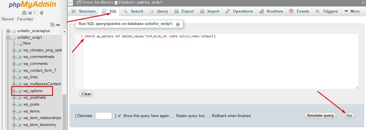 use MySQL to correct error establishing database connection