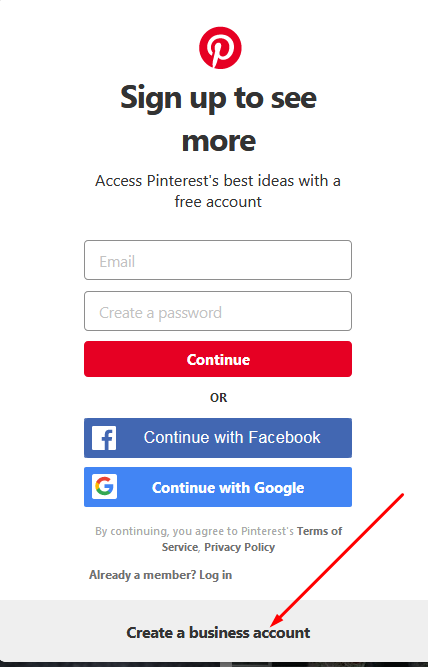 create a pinterest business account