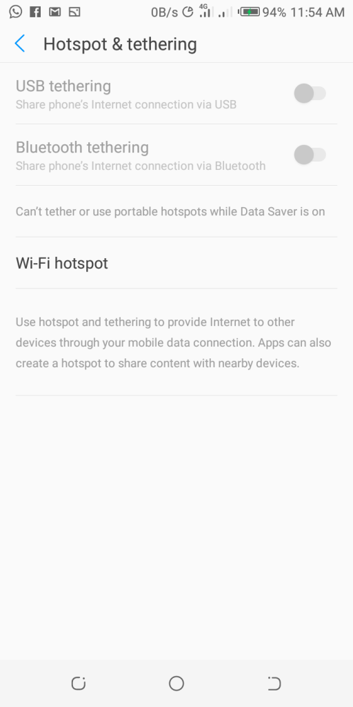 Android Wi-Fi Hotspot, USB and Bluetooth Tethering greyed out