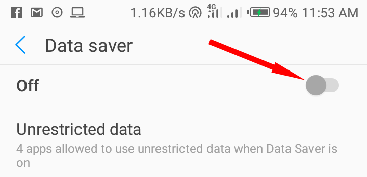 turn off data saver