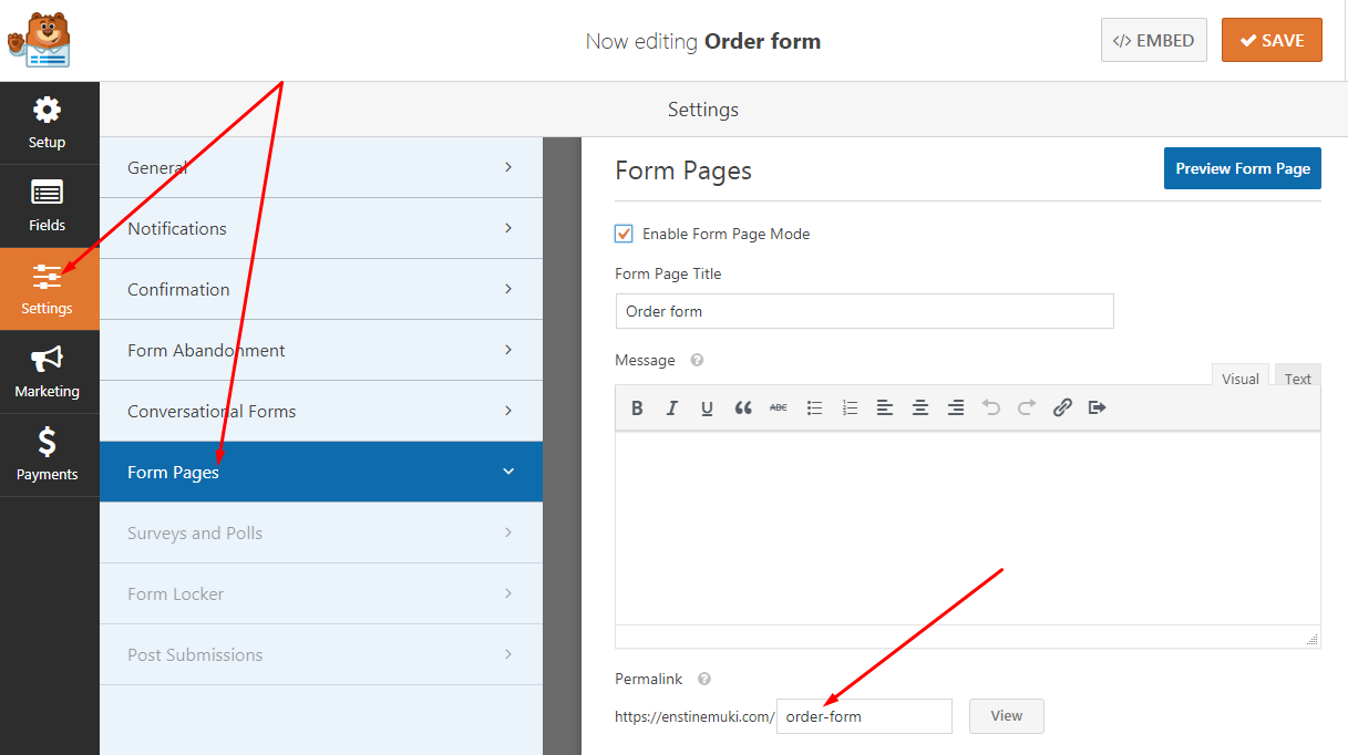 billing form in WordPress