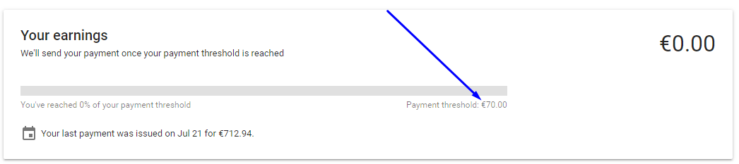 google adsense payment threshold