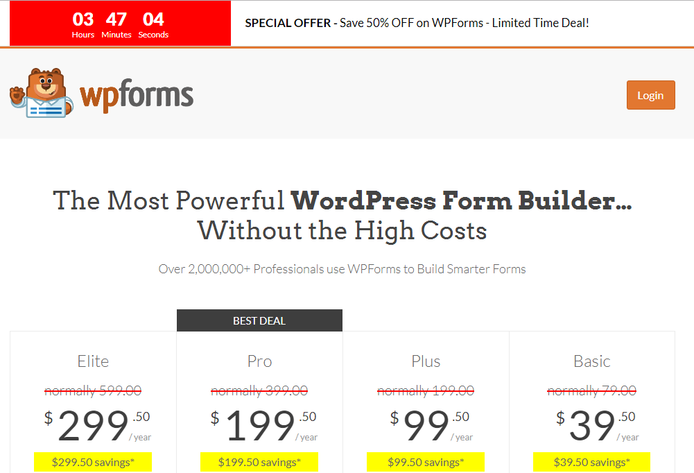 wpforms promotion, discounts