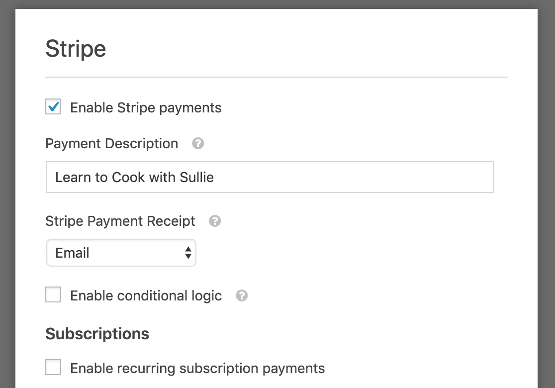 configure stripe for wpforms