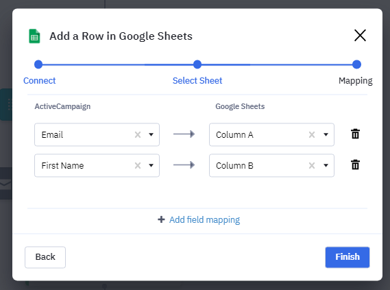 ActiveCampaign Workflow automation google sheet