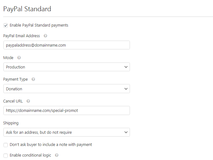 Paypal Standard for wpforms