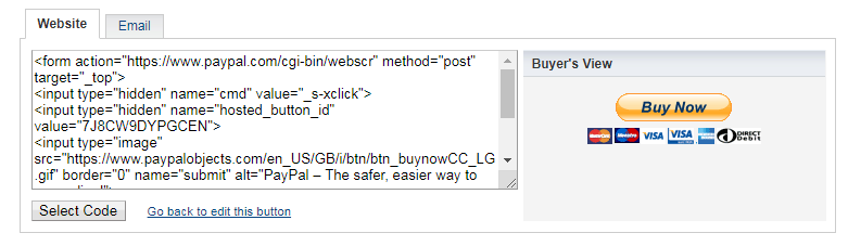 Paypal payment button html code