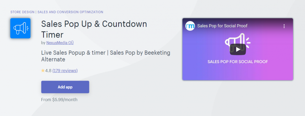 Sales Pop Up & Countdown Timer