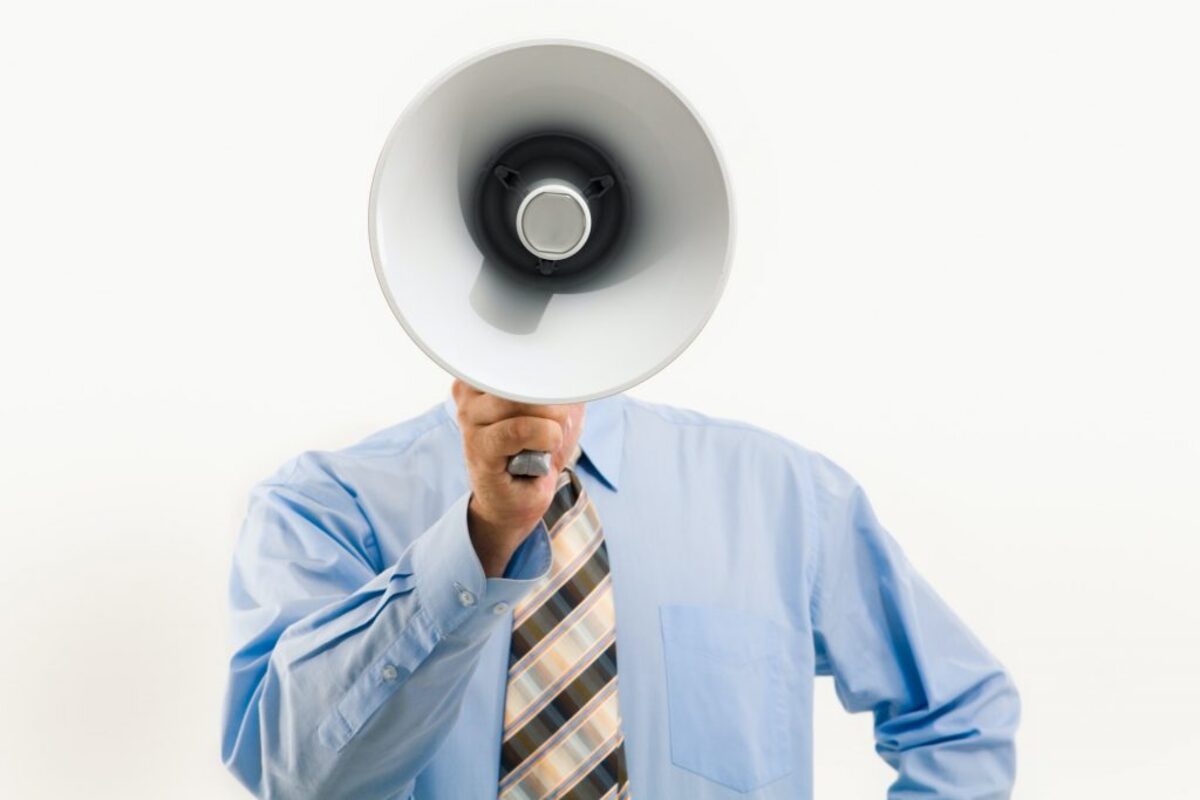 Man with white megaphone