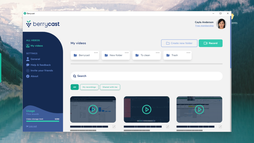 BerryCast dashboard