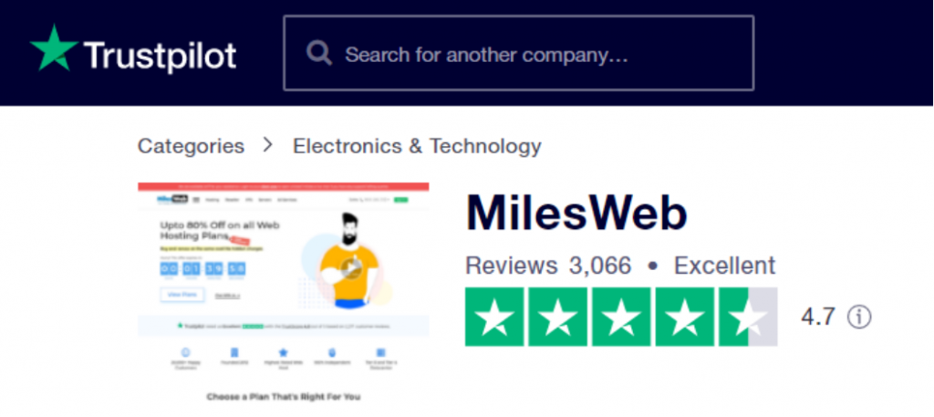 MilesWeb Trustpilot 