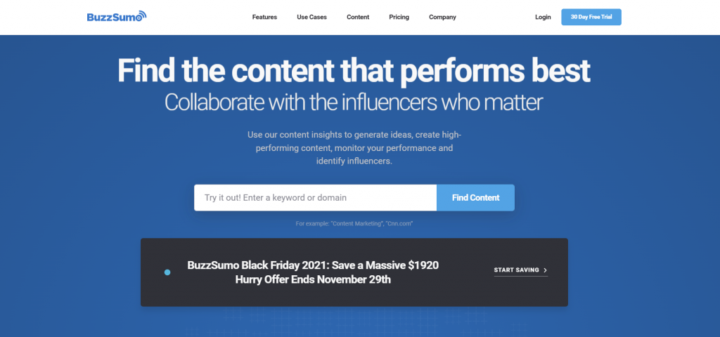 BuzzSumo homepage