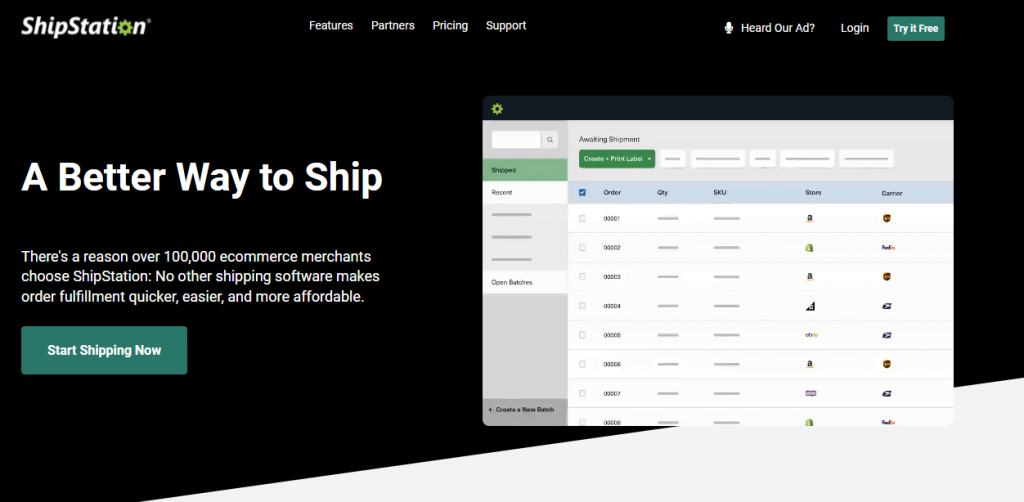 ShipStation homepage