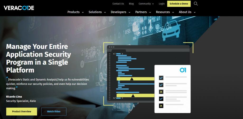 Veracode homepage
