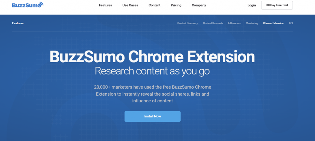 Buzzsumo extension website