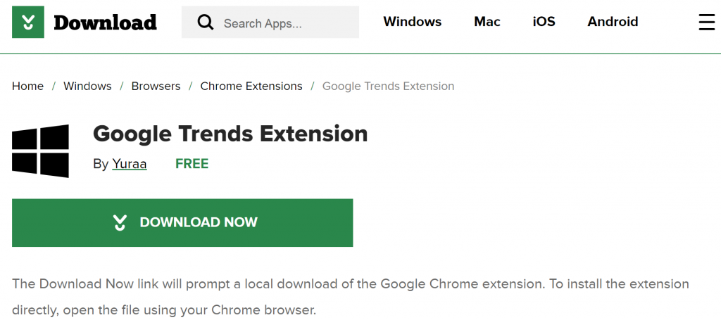 Google Trends Extension website