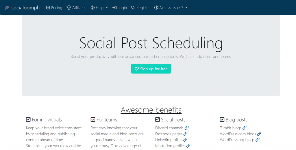 SocialOmph homepage