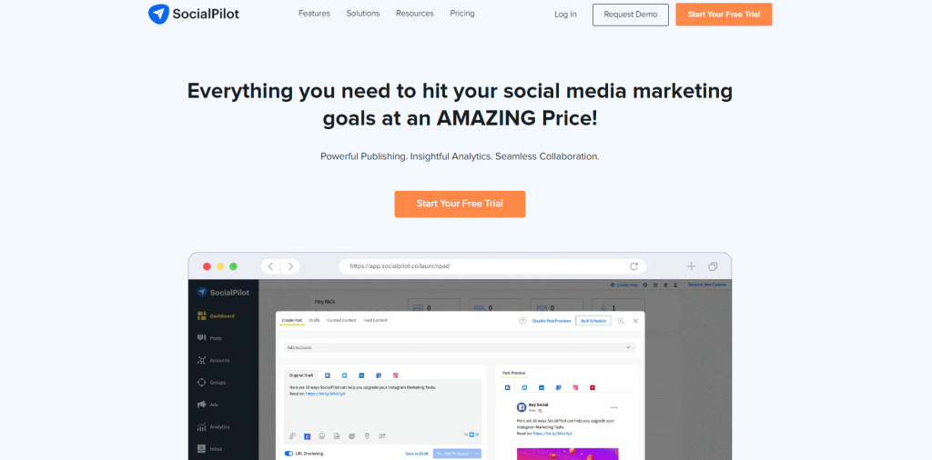 SocialPilot homepage