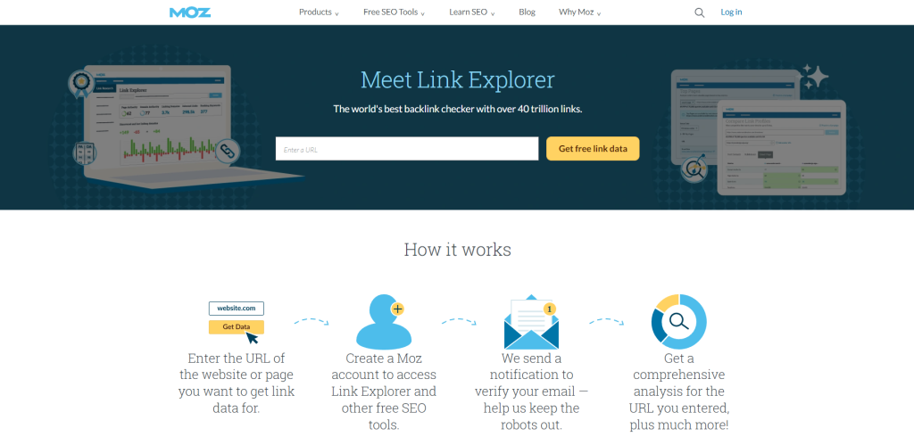 Moz Link Explorer homepage