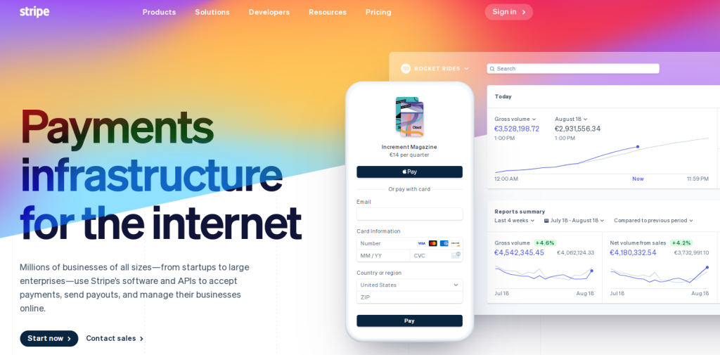 Stripe website