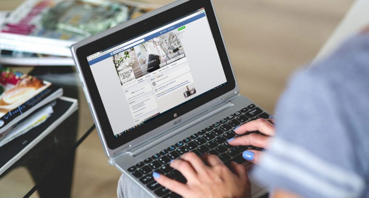 Women typing on the notebook