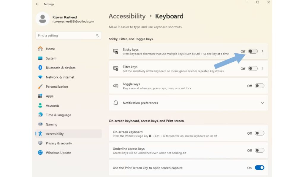 How to Turn Off Sticky Keys in Windows 10 and Windows 11