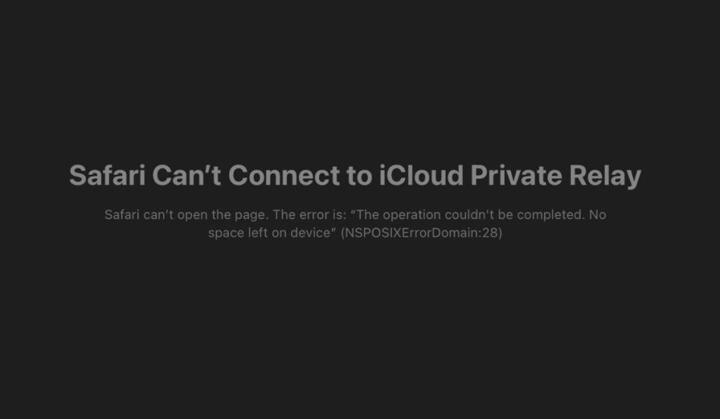 What Does this  Error"Safari Can't Connect to iCloud Private Relay" Mean?