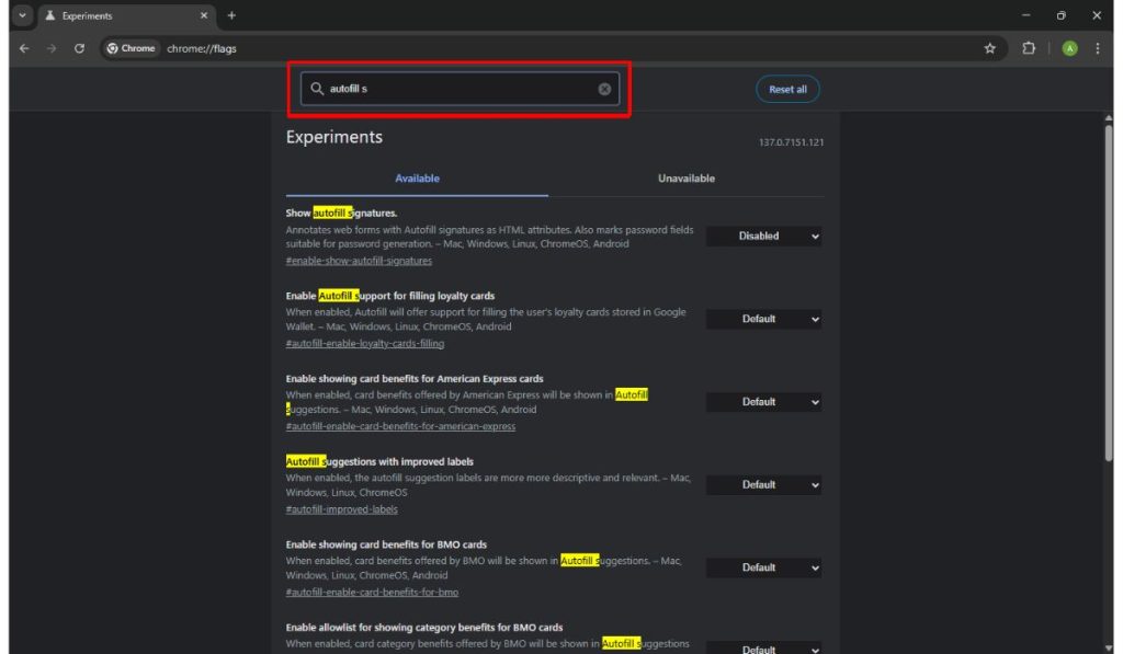 Use the search bar to find the flag you want 