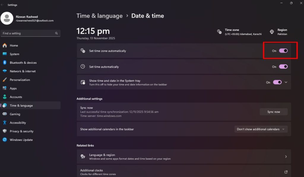 Check Date and Time Settings