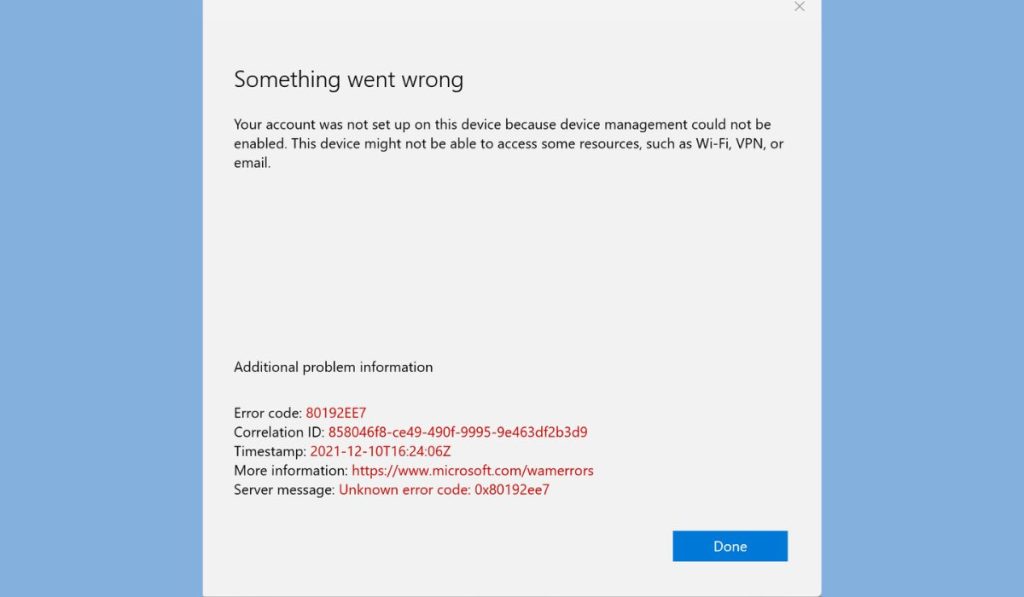 What Is Error Code 80192EE7?